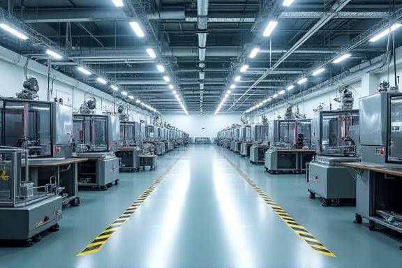 A clean and modern factory floor